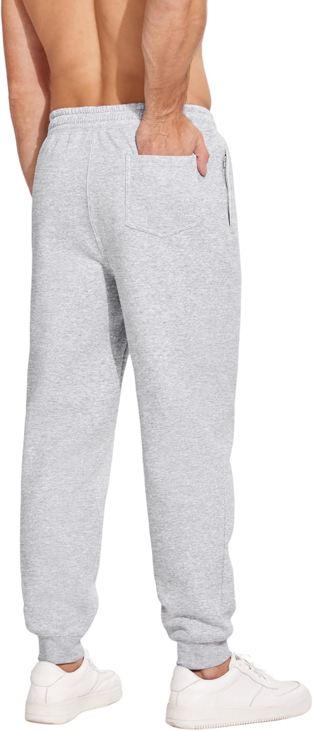 PINSPARK Men's Fleece Lined Joggers with Zipper Pockets Cotton Athletic Sweat Pants for Mens Casual Heavyweight Lounge Pants - Image 2