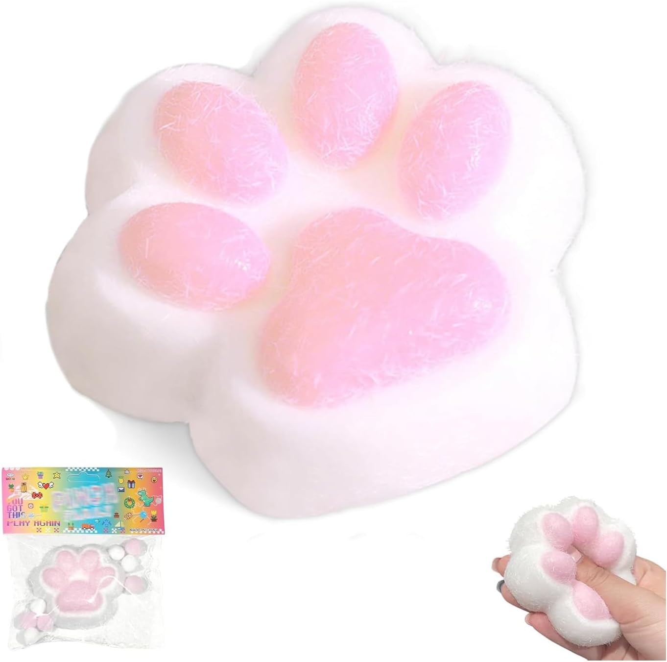 Handmade Big Cat Paw Silicone Squeeze Toys, Cat Paw Taba Squishy, Fufu Cat Paw Sensory Toys for Stress Relief