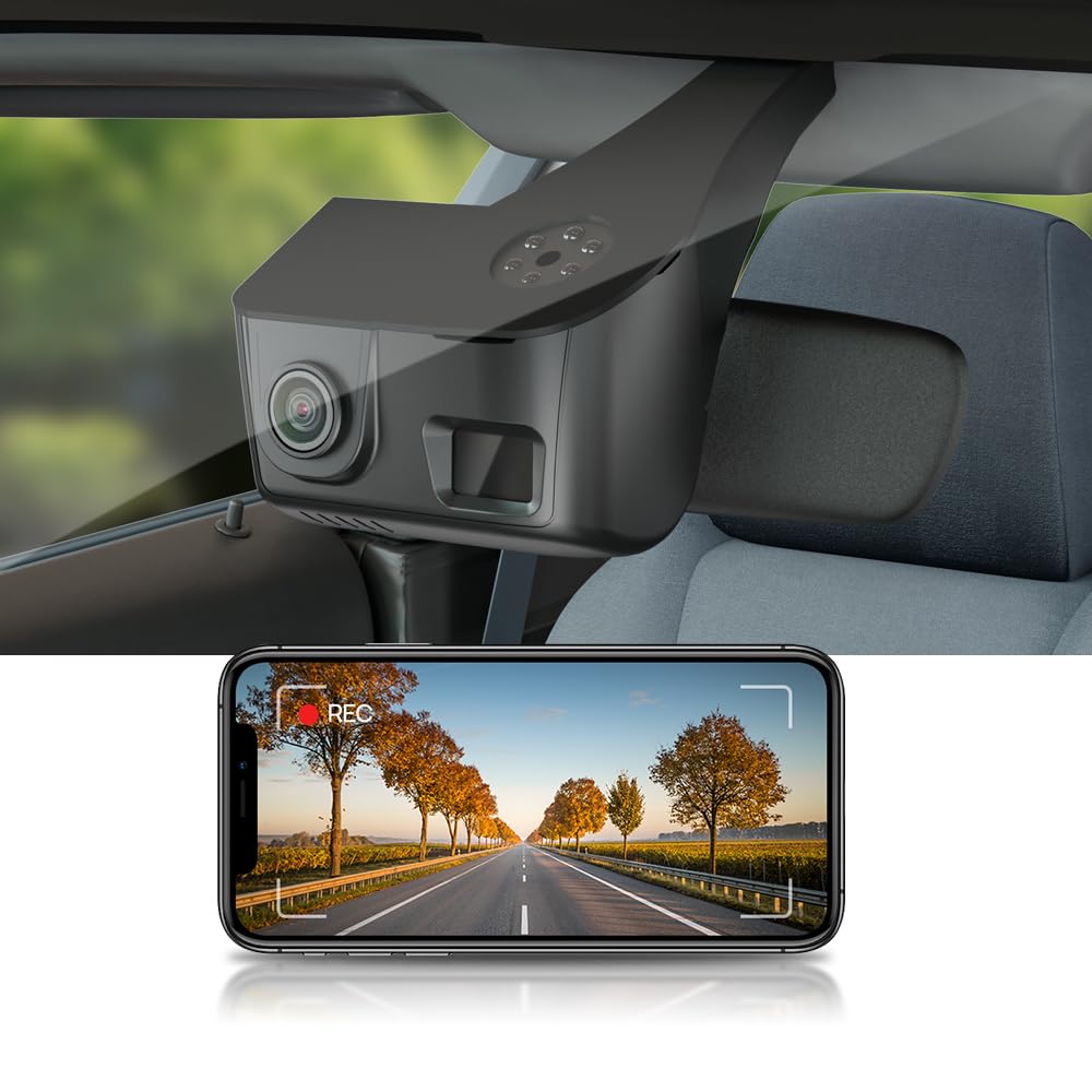 Fitcamx 4K Dash Cam Suitable for Audi Vehicles HD2-3760 (Distinguish Your Cover), OEM Factory Style, Black Color, 2160P UHD Video, Built-in WiFi & APP