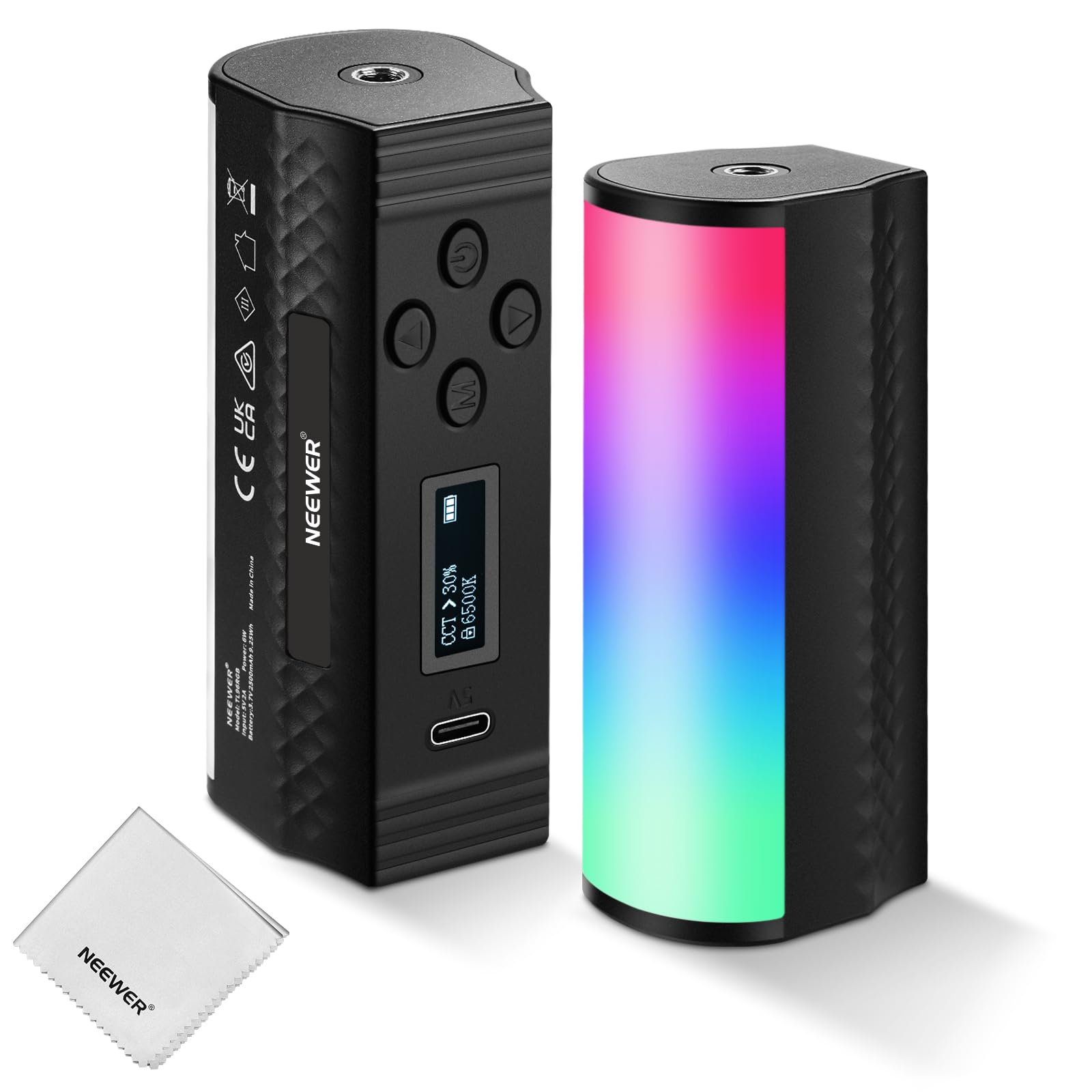 NEEWER BASICS Barra Luminosa Magnetica Portatile, Mini Luce Tubo LED RGB a 360°, Batteria 2500mAh, Dimmerabile 2500K-8500K, Light Stick per Studio Fotografia Riprese Streaming TikTok YouTube, TL96RGB