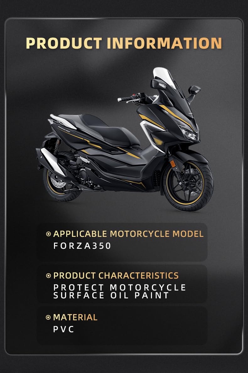 Pour Honda Forza 350 | Kits d'autocollants de protection d'impression de motif de ligne, décalcomanies de carénage et de peinture, résistants aux UV, découpés avec précision (noir voiture rouge)