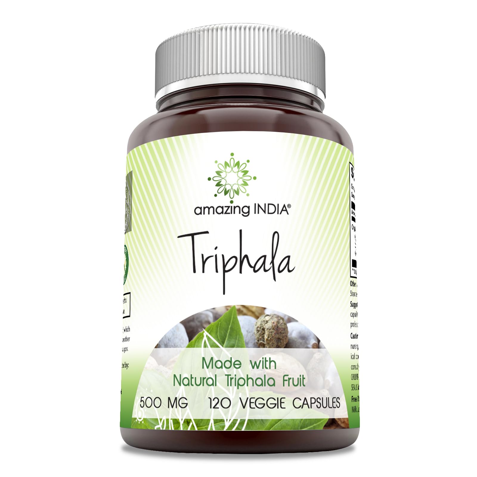 Amazing India Natural Triphala Supplement | 500 Mg per Serving | 120 Veggie Capsules | Non-GMO | Gluten-Free | Made in USA 120 Count