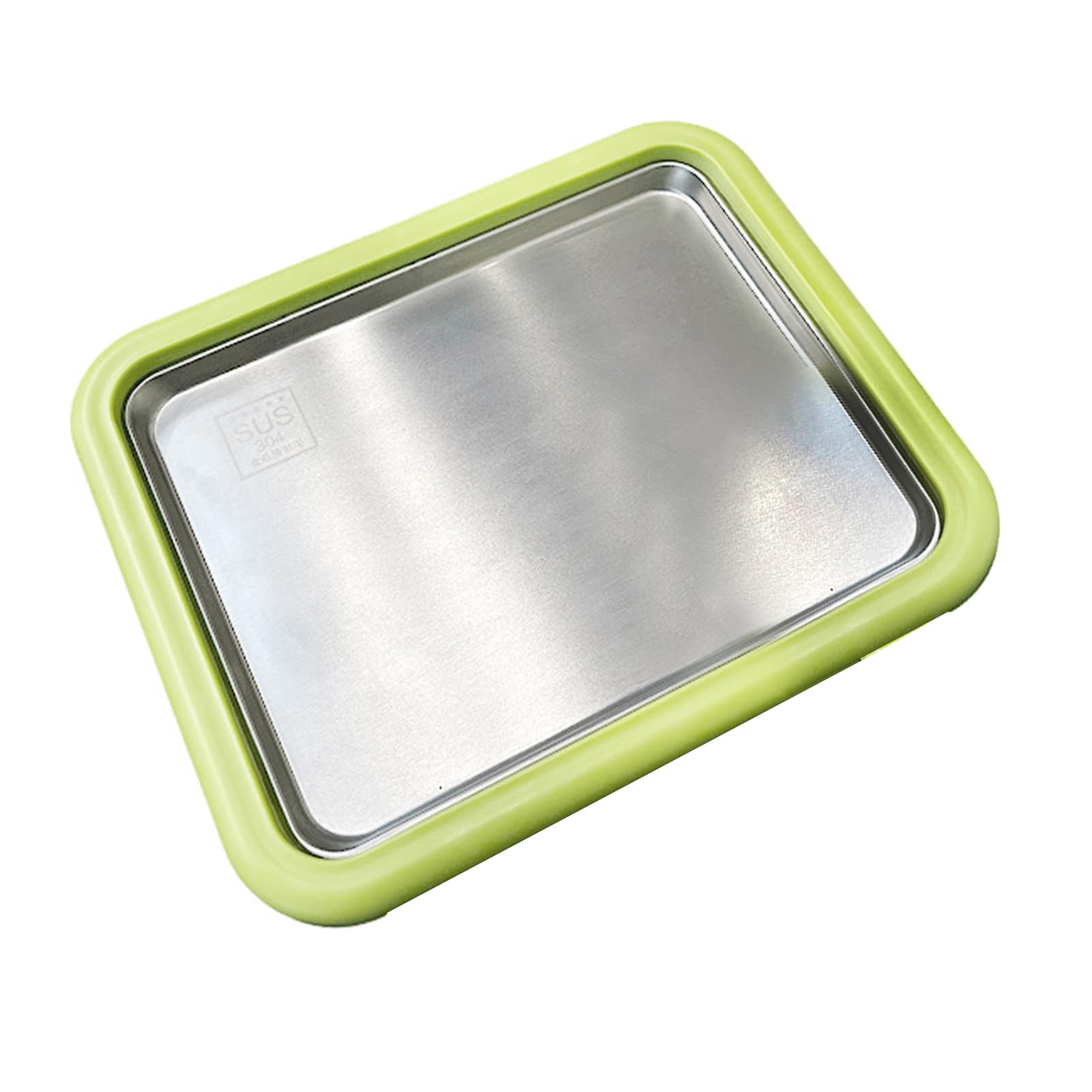Macchina per gelato arrotolato, Acciaio inossidabile 304 Macchina per gelato istantaneo con 2 spatole Vassoio per arrotolato istantaneo 26,4 x 21,6 x 4 cm