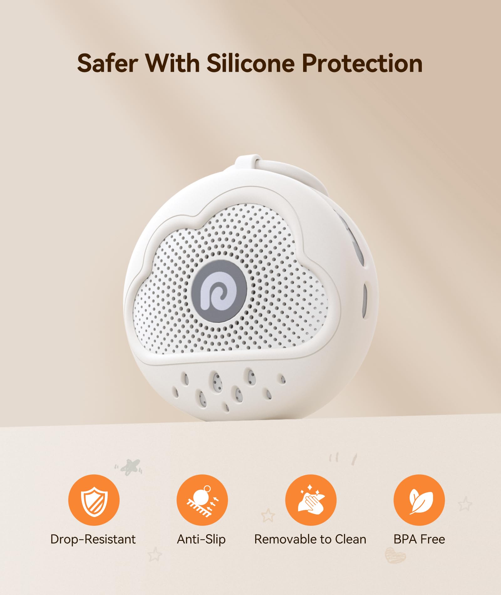 Macchina Rumori Bianchi per Neonato D11Max+ con Copertura in Silicone Senza BPA, 21 Suoni Rilassanti, Macchina Rumore Bianco con Copertura in Silicone Durevole & A Prova di Caduta per Bambini Attivi