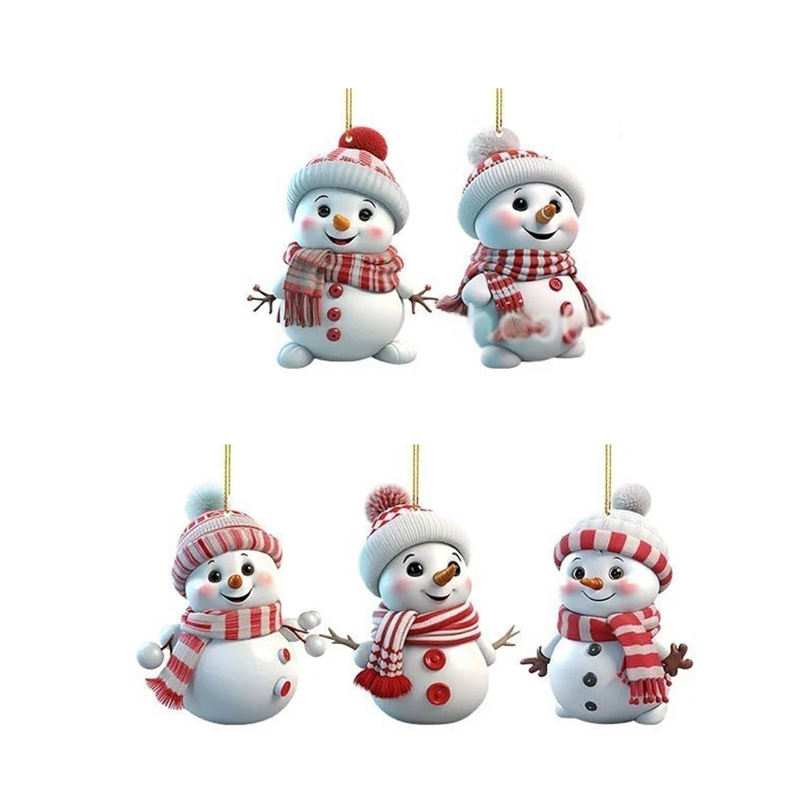 Xjdzineq Childproof Christmas Snowfigure Tree Ornamentation 5PCS Polyacrylate Hanging Deck Cartoon Plan for Family Celebratory Telecommute Polyacrylate Christmas Tree Garnishes