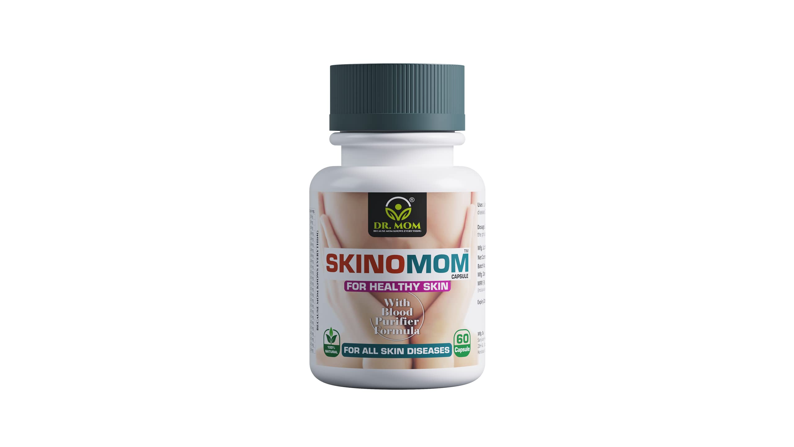 DR. MOM Skino Mom Ayurvedic Capsules - Healthy Skin, Blood Purifier, Acne & Pimple Removal - 60 Count for Immune Health & Scar Prevention