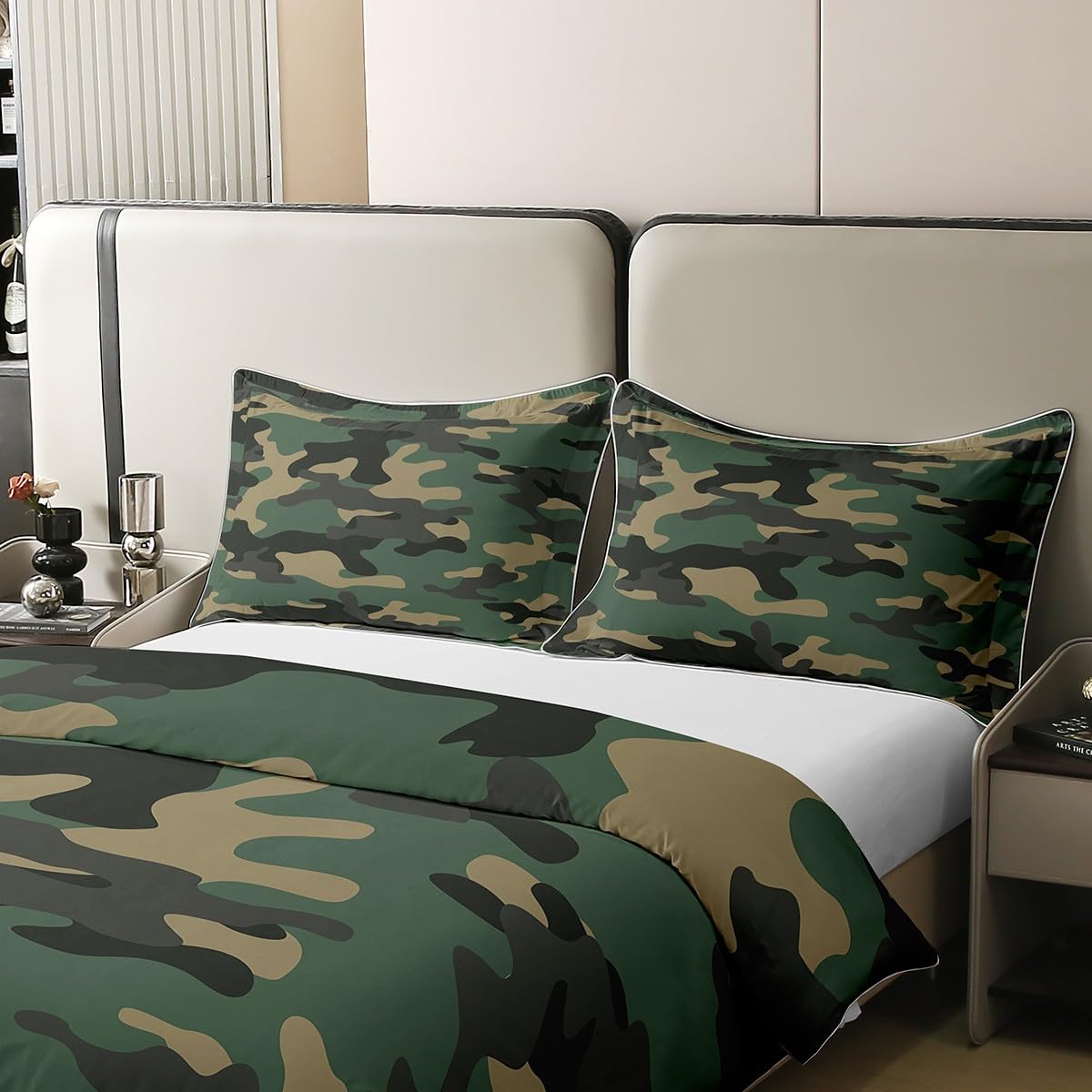Loussiesd Camouflage 100% Cotton Duvet Cover Single Size Camo Print Bedding SetMilitary Style Green Black Yellow Comforter Cover Set - Image 4