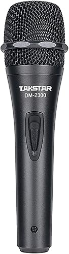 TAKSTAR Micrófono de mano - Micrófono dinámico cardioide con interruptor de encendidoapagado, cable de 19.6 pies, cable de 14 pulgadas a XLR, bolsa