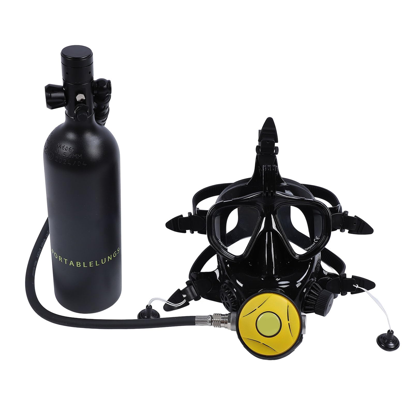 Diving Gear, 1L Mini with Full Face Diving Mask, Small Diving Oxygen Cylinder Portable Dive System with Camera Mount for Underwater Breathing Training