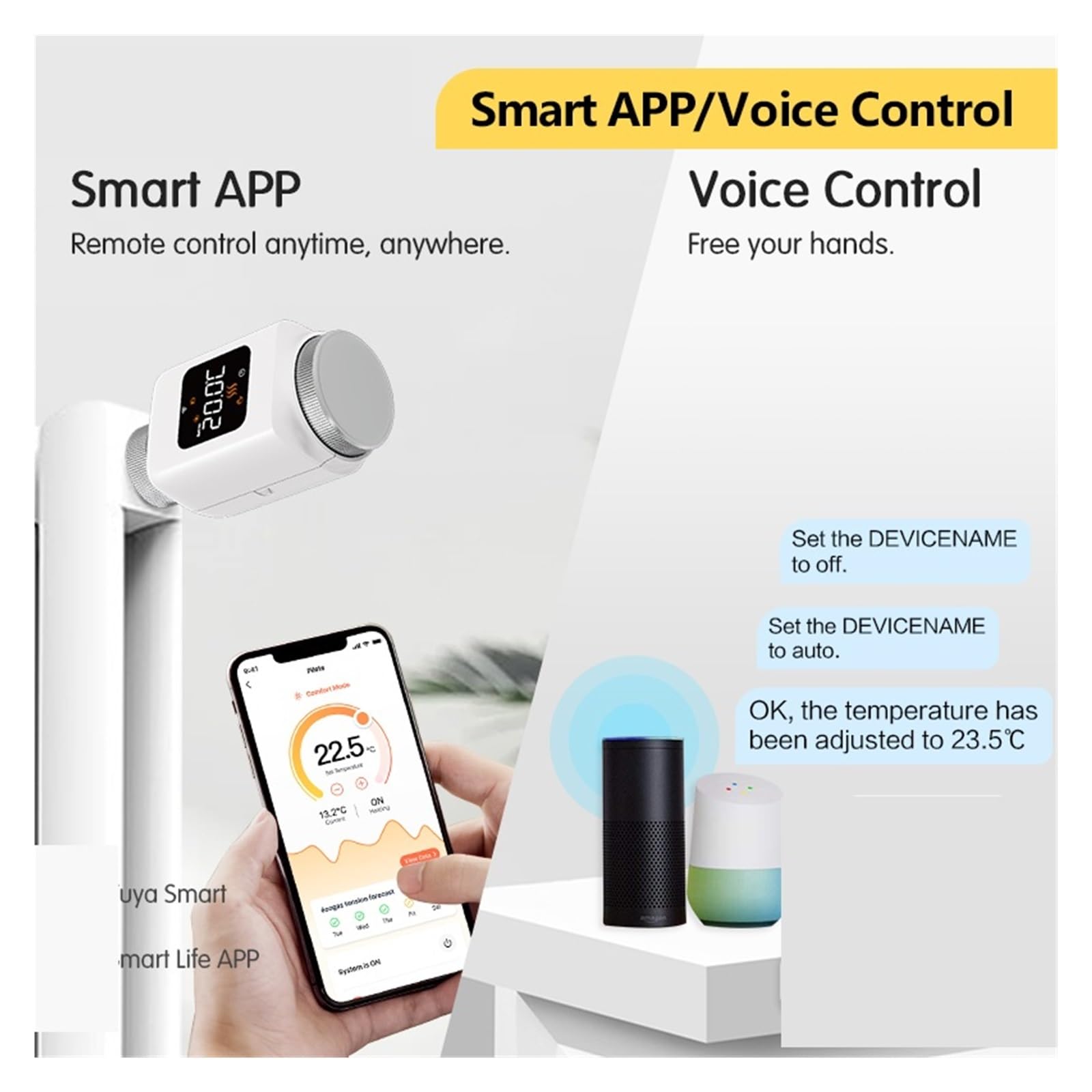 Tuya Smart Thermostat-Heizkörperventil TRV Programmierbarer App-Ferntemperaturregler Heizung Automatische Regelung(4PCS-Zigbee)