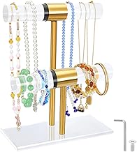 PH PandaHall 2 Tier Bracelet Holder Display Golden Watch Organizer Stand Necklace Bracelet Jewelry Holder Display for Retail Store Showcase Boutique Vendor Shop Home Jewelry Display