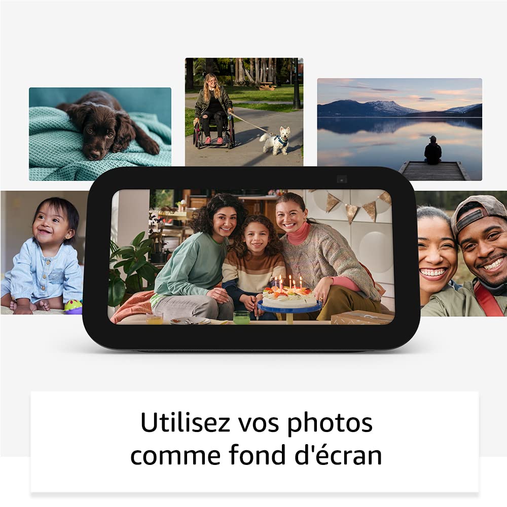 Echo Show 5 (3e génération) | Blanc, pack de 2 + Philips Hue White ampoule connectée (E27), Fonctionne avec Alexa - Kit de démarrage Maison connectée