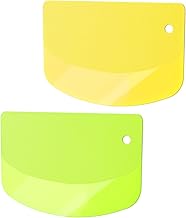 KINBOM 2pcs 4.7x3.7inch Plastic Scraper, Multi-Function Dough Cutter Dough Scraper Food Scrappers Kitchen Bowl Scraper Tool for Pastry Cake Dough Bread Pizza Baking (Yellow and Green)