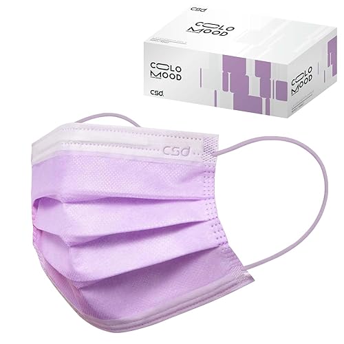 CSD Colo Mood - Máscara facial desechable, protección de filtro de 3 capas con cinta elástica de color para las orejas, transpirable y a la moda CSD Colo Mood - Máscara facial desechable, protección de filtro de 3 capas con cinta elástica de color para las orejas, transpirable y a la moda