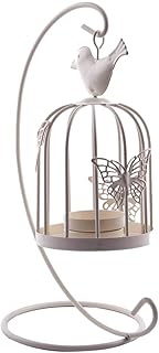 ACAMPTAR Portacandele Vintage Decor Candelabri Gabbie per Uccelli Candelabri Decorativi per La Decorazione Domestica Bianco