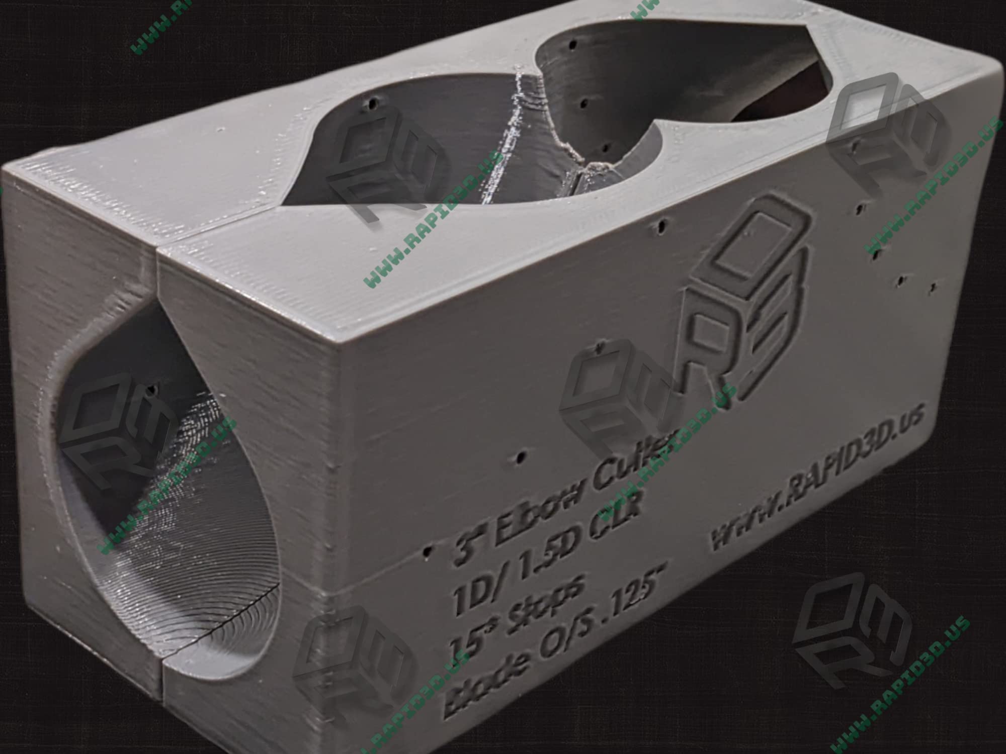 Mandrel Elbow Cutting Fixture Dual Radius (1D/1.5D Short/Long) Titanium Stainless Aluminum by Rapid 3D USA (3.5 Inch)