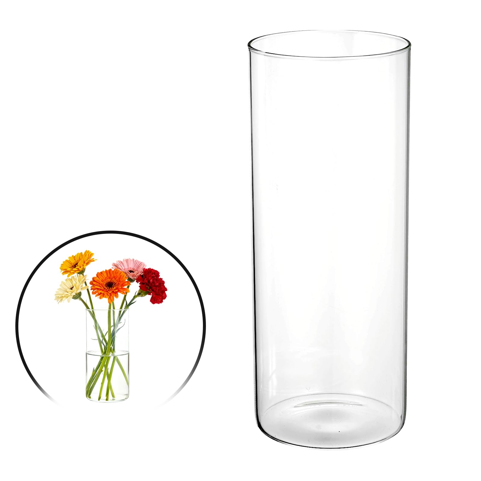 sourcing map Clear Cylinder Vases for Centerpiece 101oz, 12 Inch Tall Glass Flower Vase Floating Candle Holder for Bouquet Table Shelf Decor Home Wedding Party