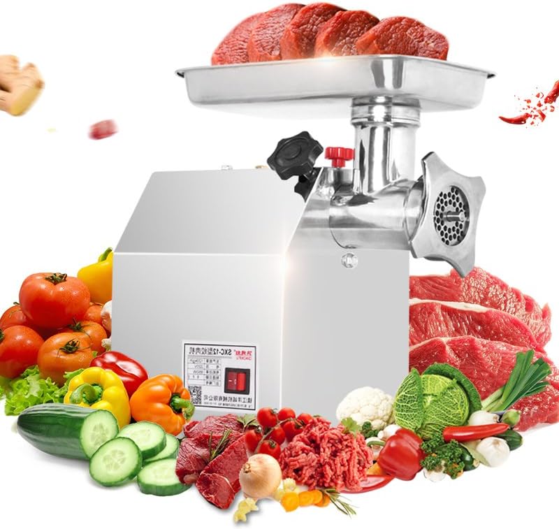 Huanyu Commercial Electric Stainless Steel Meat Grinder Automatic Household Meat Cutter Slicer Diced Vegetable Cutting Machine 175KG/H (110V)
