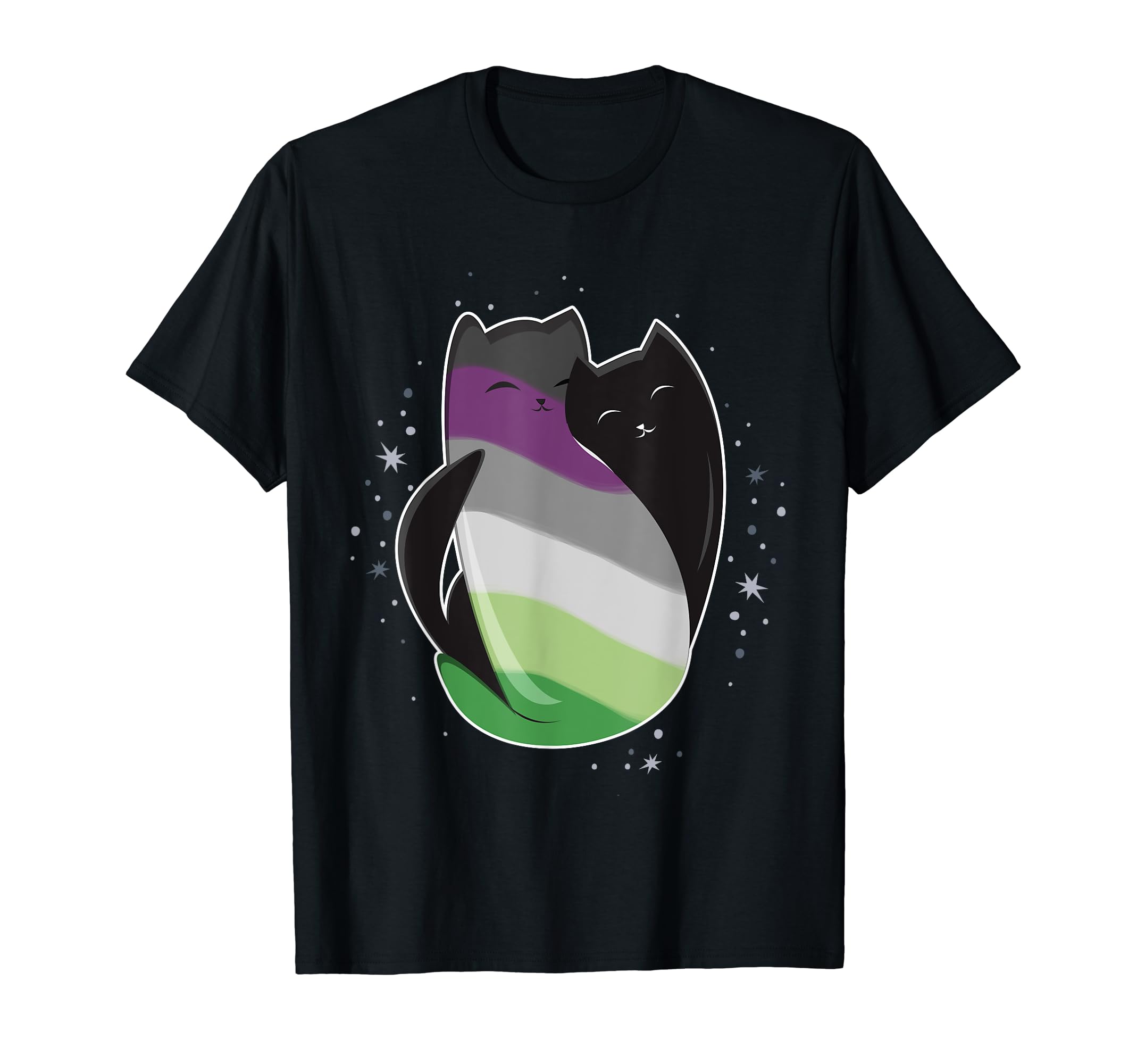 Cool LGBTQIA GiftsAroace Cat LGBT Gay Asexual Aromantic Pride Flag Aro Ace T-Shirt