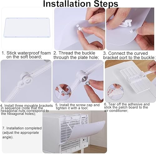 Miniatura 7 de Aire acondicionado de ventana universal para parabrisas – deflector de aire acondicionado de habitación – Evita el soplado directo de aire frío –