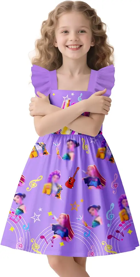 Sedbud Girls Fashion Dress Kids Pop Singer Graphic Dresses Novelty Party Outfit Birthday Gift 4-12 Years