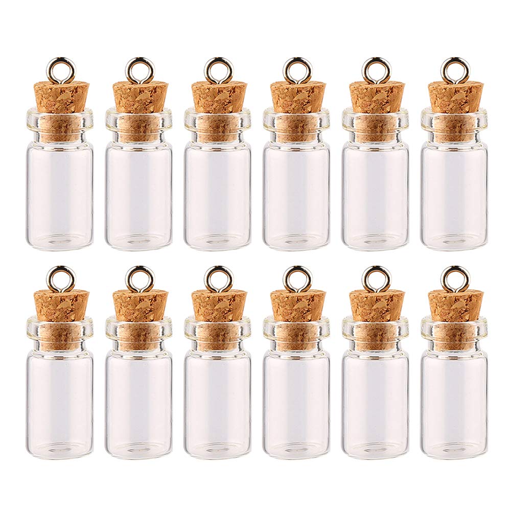 50pcs Mini Bottle 1.5ml Mini Wood Cork Glass Wishing Jars for Crafts Decorative Wishing Bottle Charms Vial Mini Cork Bottles Mini Jars Message Cork Wishing Jars Corked Clear Corker
