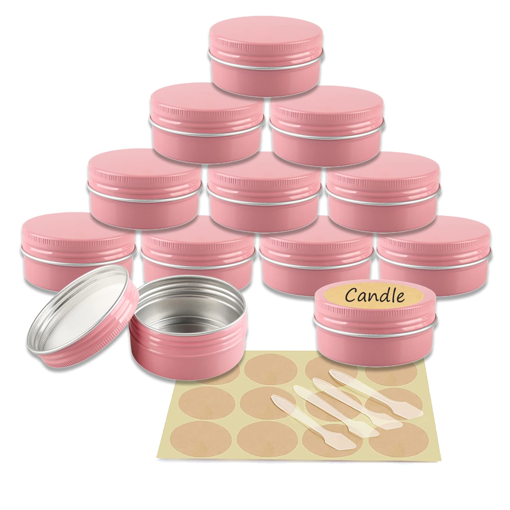 48 Pezzi Vasetti Alluminio, 50ml Rosa - D57mm x H28mm Barattoli di Alluminio, Rotonda Scatola Alluminio, Vasetti Vuoto Metallo Contenitore per Candela Crema Cosmetici Viaggio