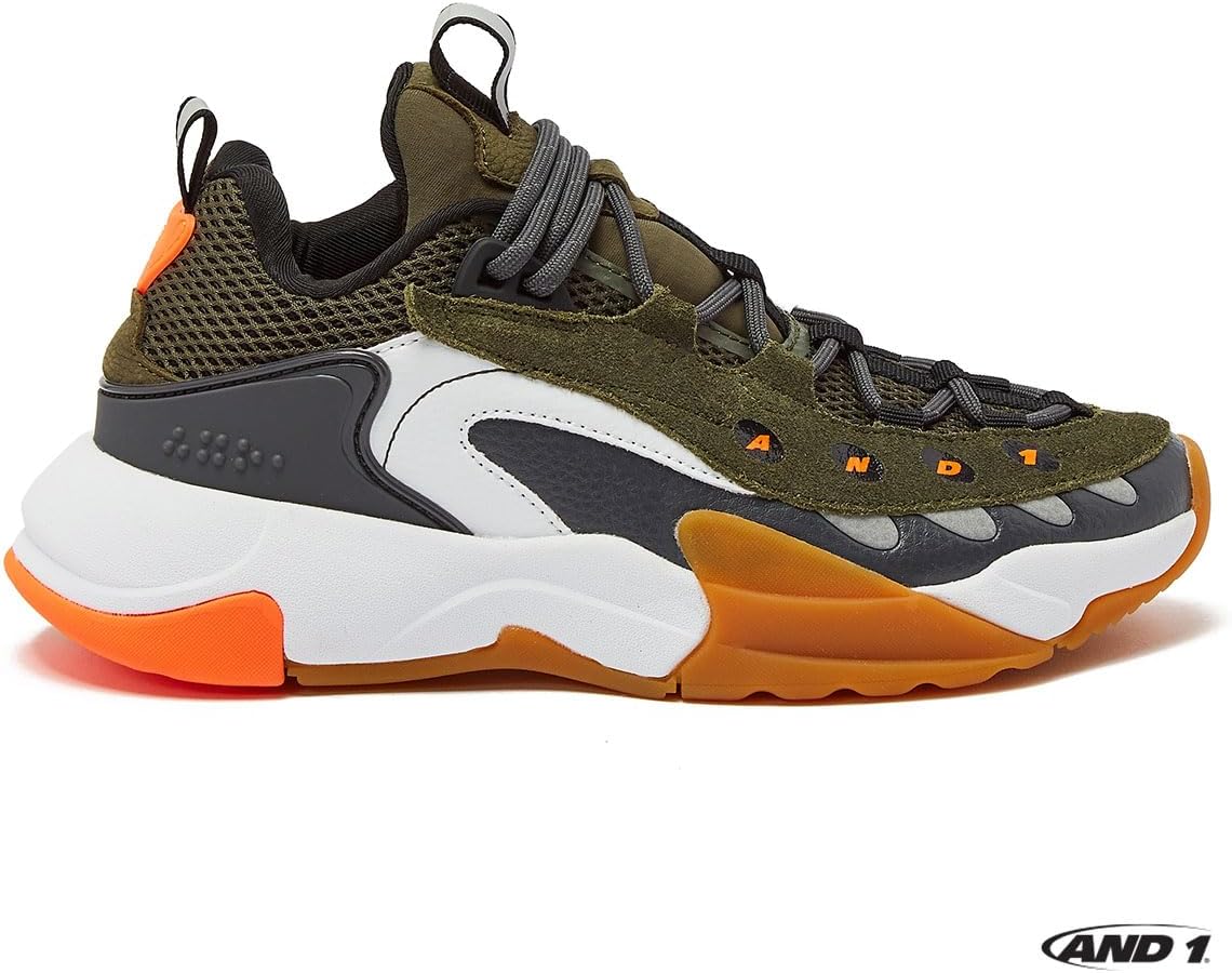 AND1 Marauder Boys Sneakers, Kids Basketball Shoes Size 1 to 7 Little and Big Kid, Athletic Cool Boys Shoes Youth - Red, White, Black or Green