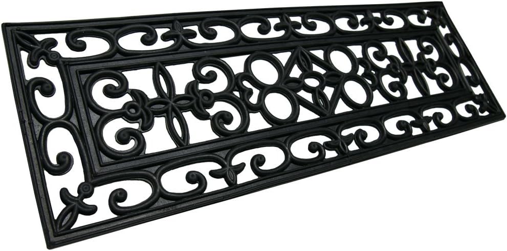 Rubber-Cal 6-Piece Regal Stair Treads Rubber Step Mats, 9.75 by 29.75-Inch, Black