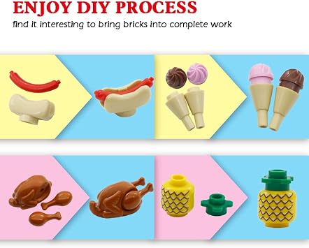 City Food Accessories - Building Block Friends Animals Bricks, People House Kitchen Farm Restaurant MOC Pieces Parts, Classic Party Favors Toys for Boys Girls
