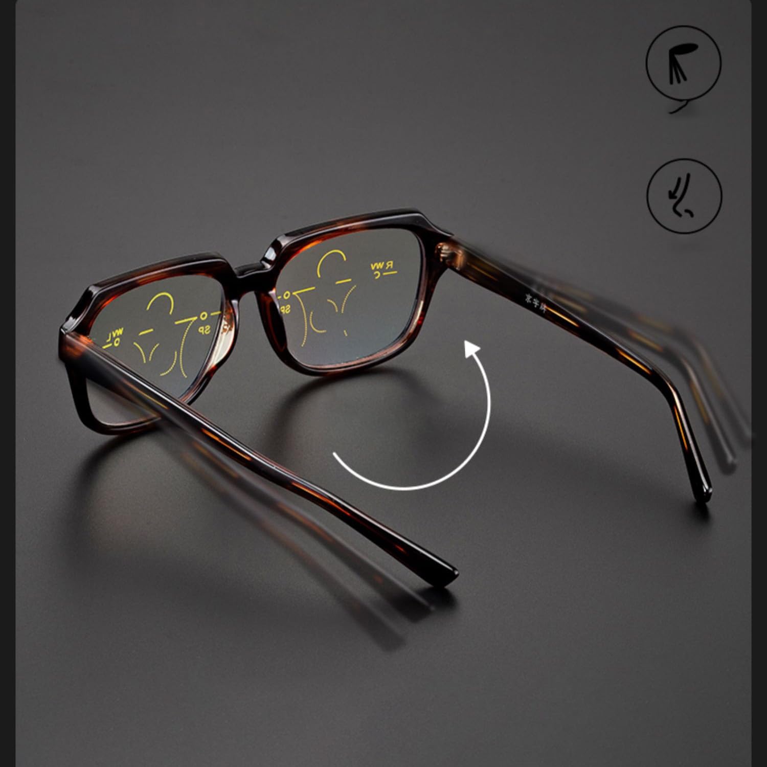 Cuadrado Gafas de Presbicia Multifocal Progresivo, Zoom Inteligente Gafas de lectura, Grandes Anteojos de Lectura filtro azul