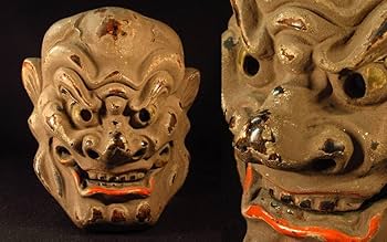 Amazon.co.jp: 【漸】伎楽面(崑崙面)能面能楽木彫彫刻伎楽舞楽雅楽面