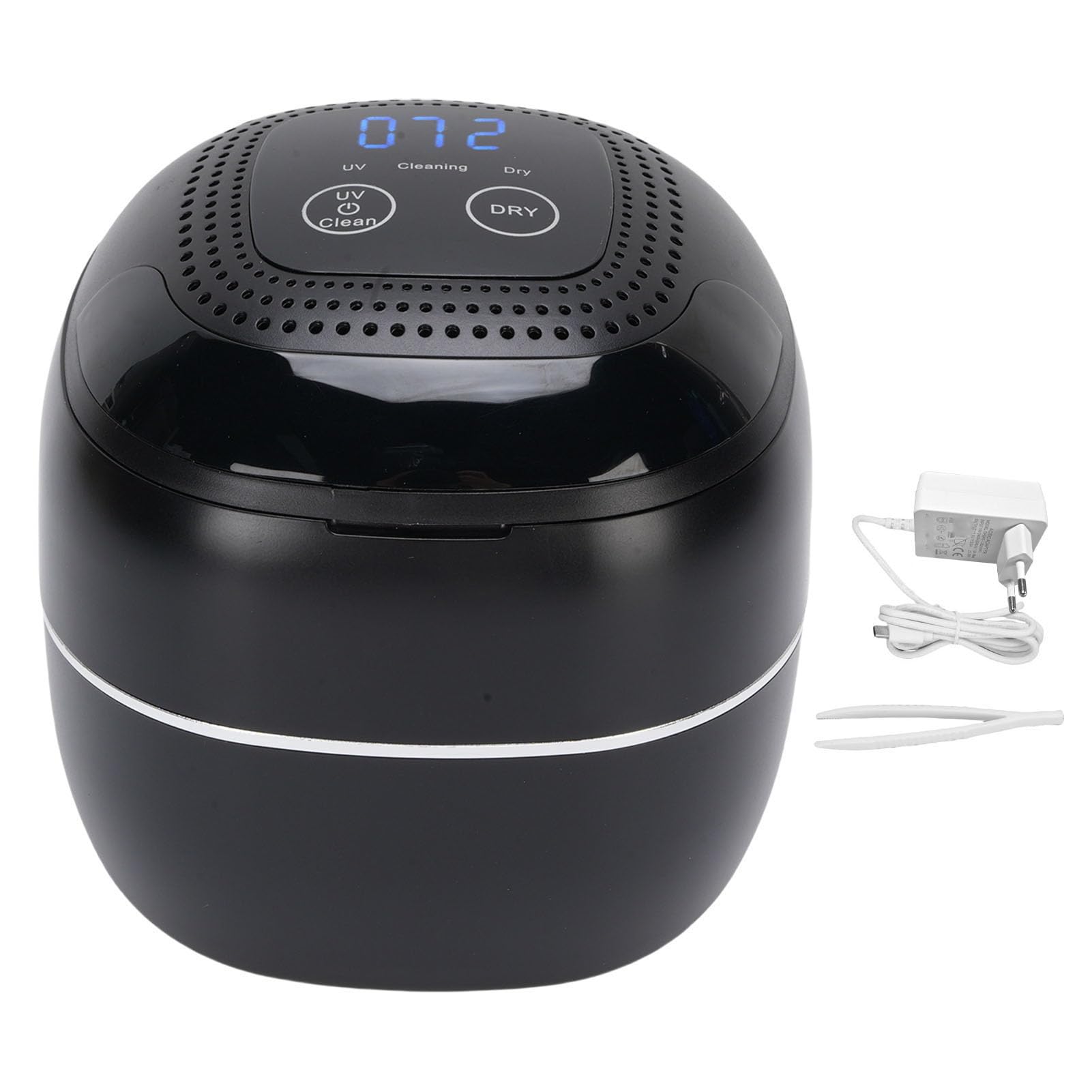YUYTE Maszyna do Czyszczenia Biżuterii Ultrasonic Jewelry Cleanler 45KHz Maszyna Czyszcząca Biżuteria z klapką górną pokrywką 304 Stal Nierdzewna do Zegarków Szklanki Małe (wtyczka UE)