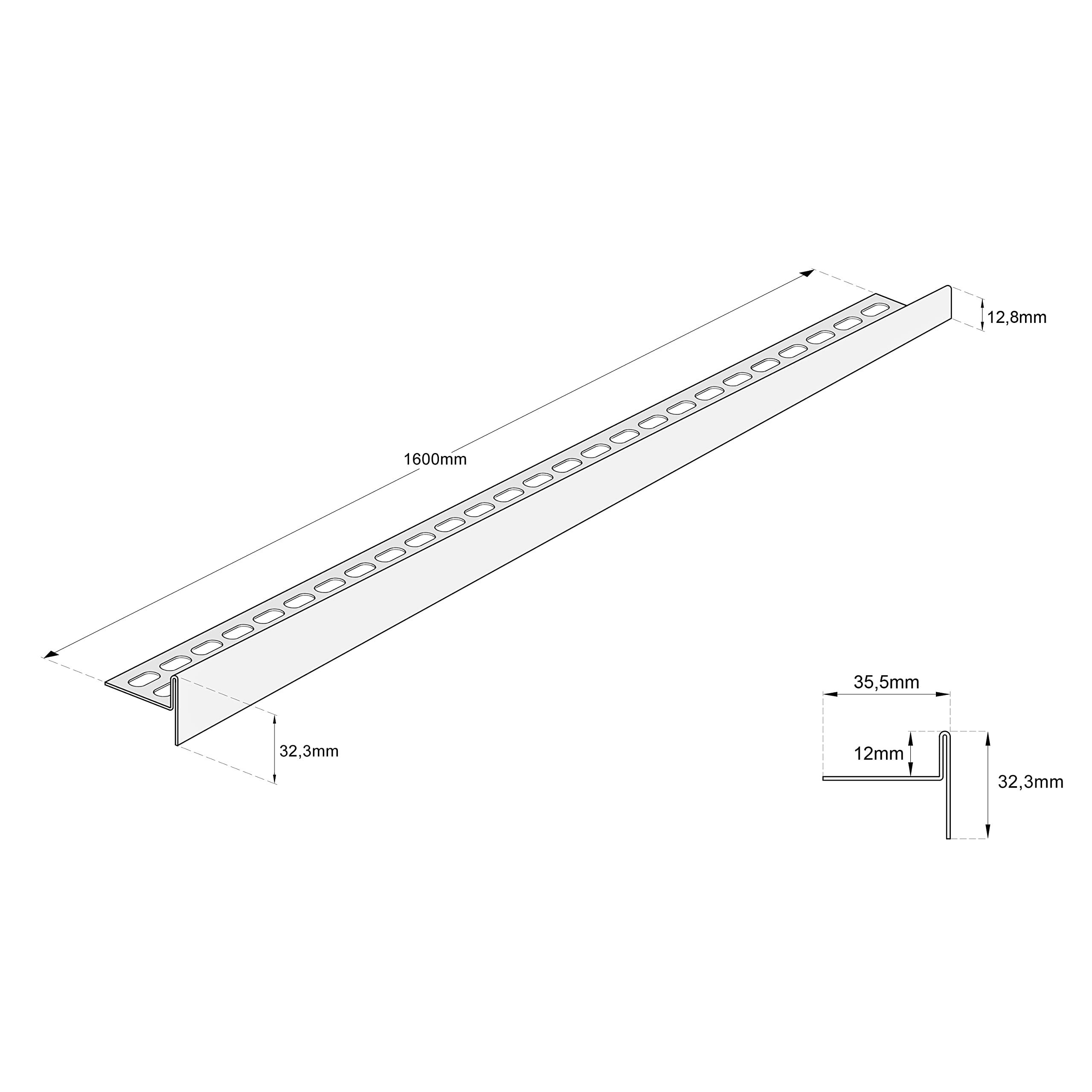 Aquabad stal szlachetna Clive profil do kabiny prysznicowej w kolorze matowej czerni 160 cm, wersja prawa, wysokość krawędzi 12 mm