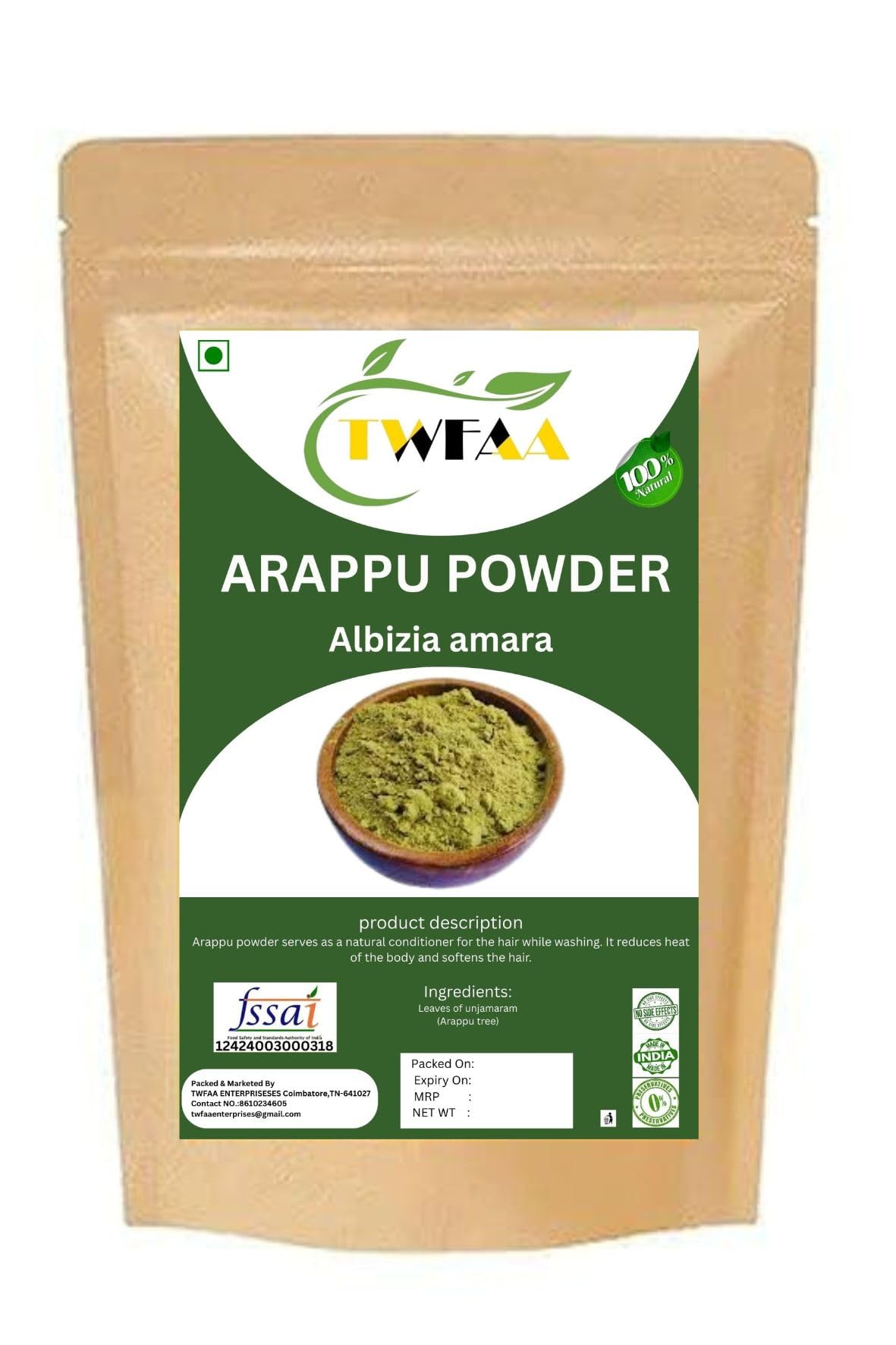 TWFAA Natural Albizia Amara powder /அரப்புபொடி/100 % pure Arappu / ಚುಜ್ಜುಲು Chujjulu/कृष्ण सिरिस Krishna Siris/ വരച്ചീ Varachchi/ Usilam powder /Natural Herbal Hair Wash / Traditional Hair wash its cooling and hair softening properties. - (300 grams)-picture-54