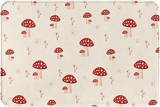 Mushroom Bath Mat for Bathroom Red Mushroom Non-Slip Soft Soft Bath Rugs Mushroom Absorbent Bathroom Shower Bath Mats Kitc...