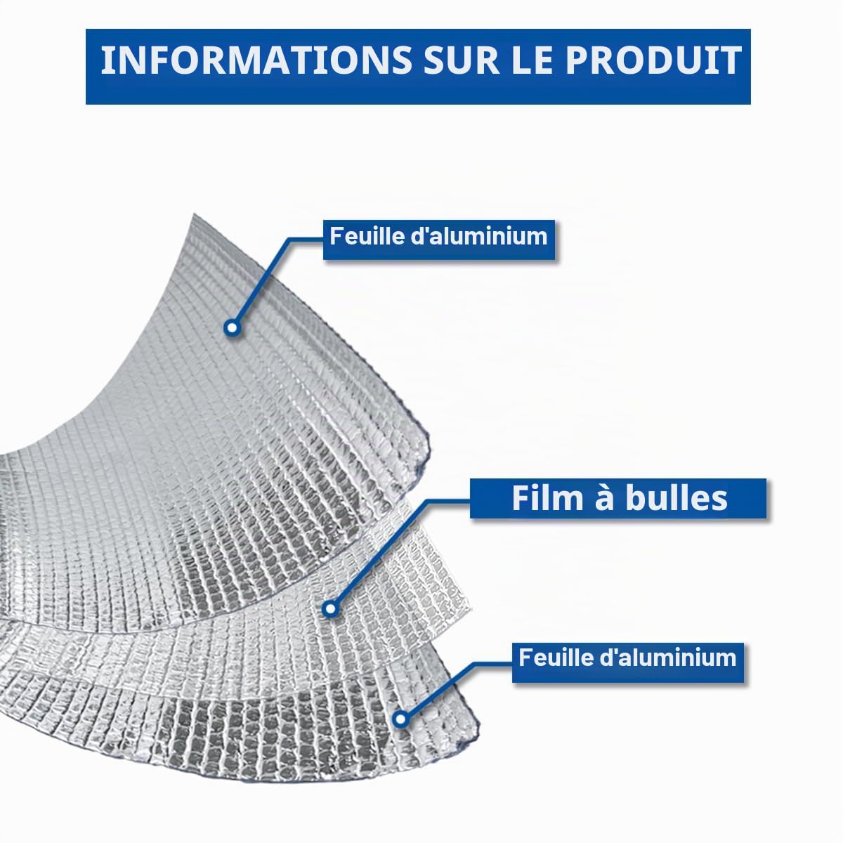 Storystore Film isolant aluminisé, 60 cm x 4.6 m, 3 mm d'épaisseur, film d'isolation réfléchissant pour véhicules, toits, fenêtres, tuyaux, etc