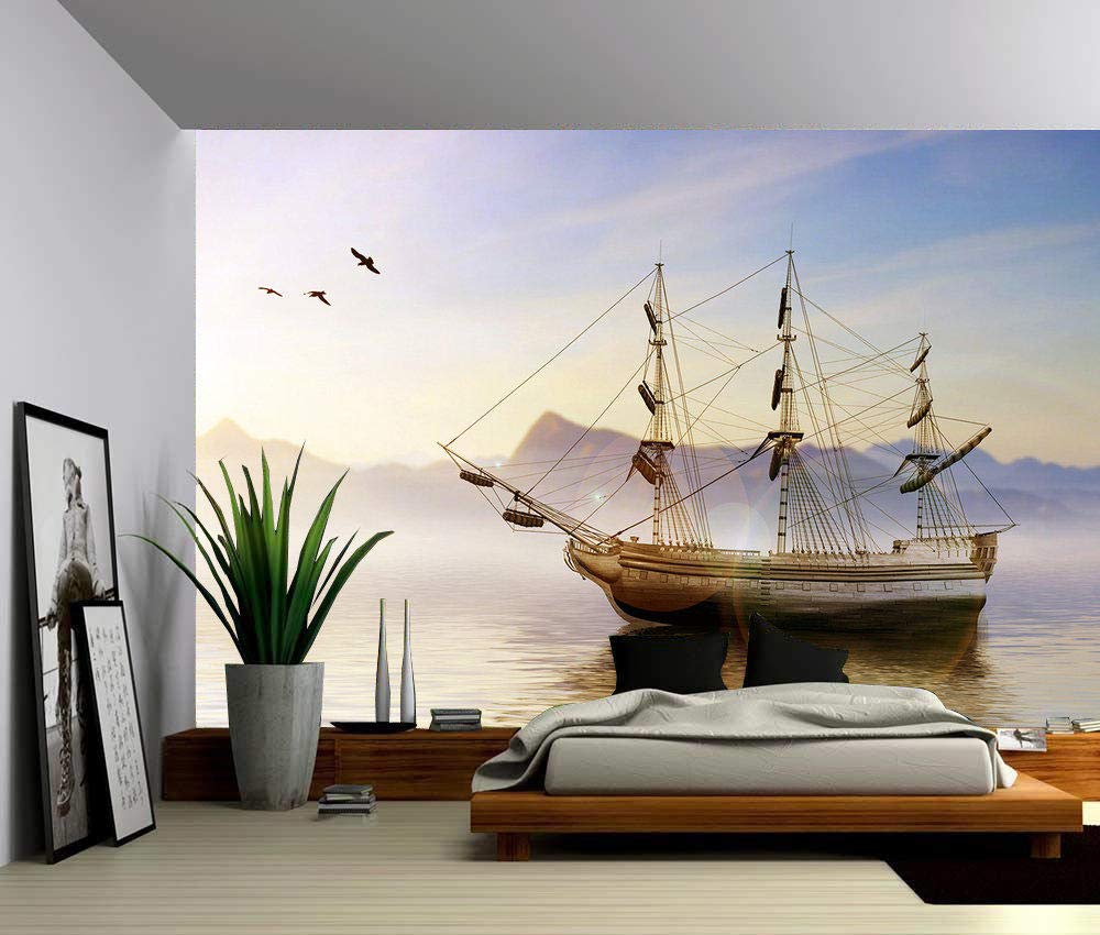Voilier en mer poster panoramique salon papier peint photo 3D mural