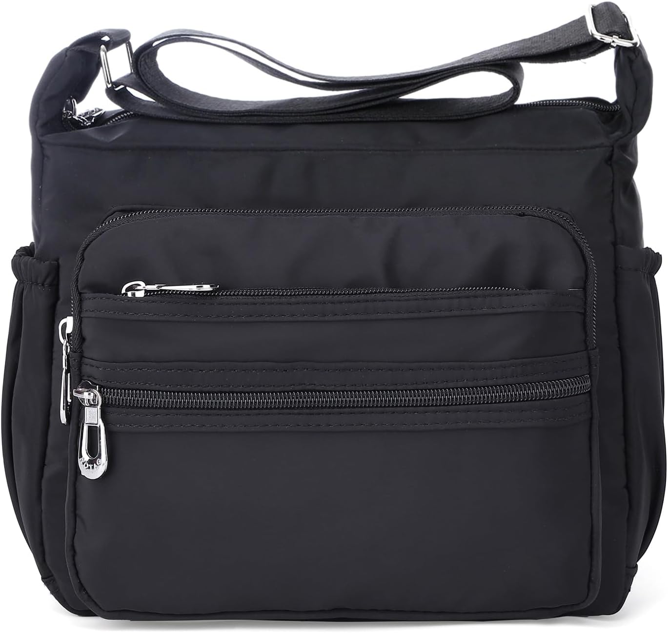 NOTAG Crossbody Bags for Women, Lightweight Multi Pockets Crossbody Handbag Casual Waterproof Shoulder Bag, 2 Size (S, Black)