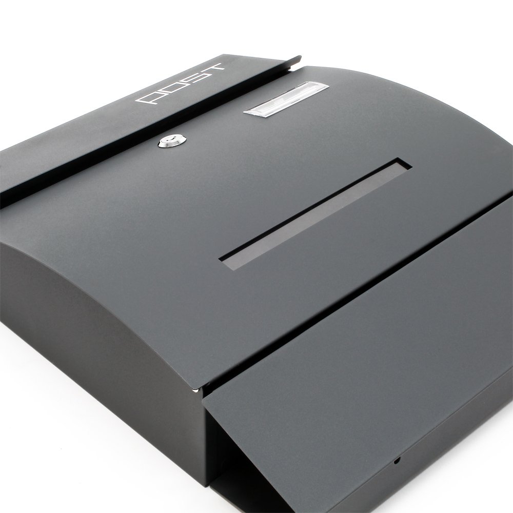 Wiltec Cassetta postale con portagiornale V4 antracite 350 x 95 x 445 mm con vetrino nome