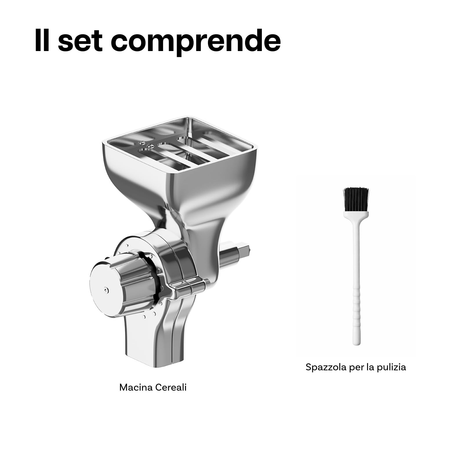 Accessorio per Mulino a Grano per KitchenAid Stand Mixer – 12 Livelli di Macinatura Regolabili – Macina in Metallo per Macinare Grano, Mais, Avena, Noci, Fagioli di Caffè & Altri Cereali