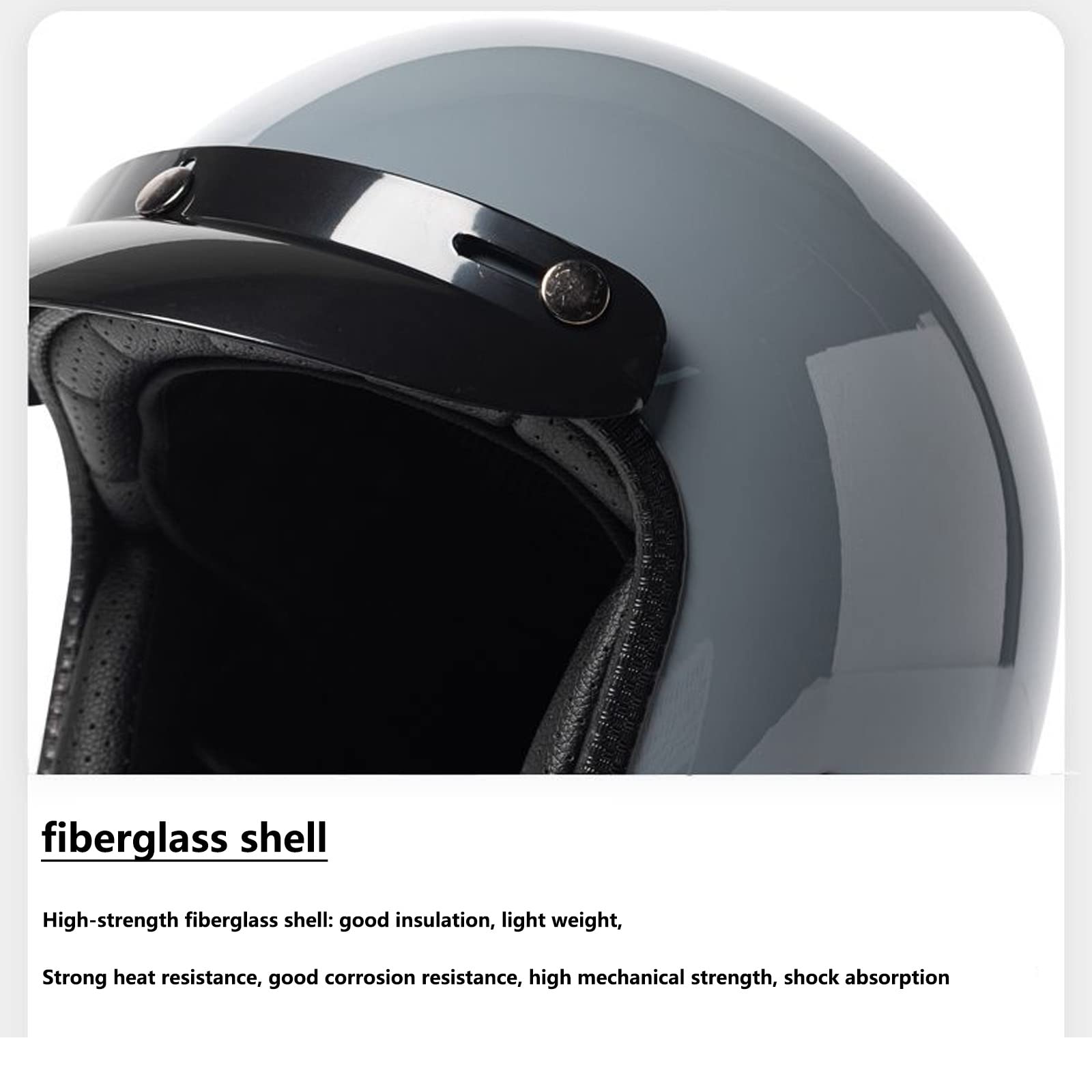 3/4 Casco Abierto Classic Casco Moto Jet Casco Moto Retro Cascos de Ciclomotor con Visera Solar Adecuado para Ciclomotores Scooters Cruceros (55-62CM)
