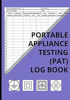 Portable Appliance Testing / PAT Testing Log Book / Certificate Inspection of Electrical Equipment / Electrical Safety / A4 / 160 Pages