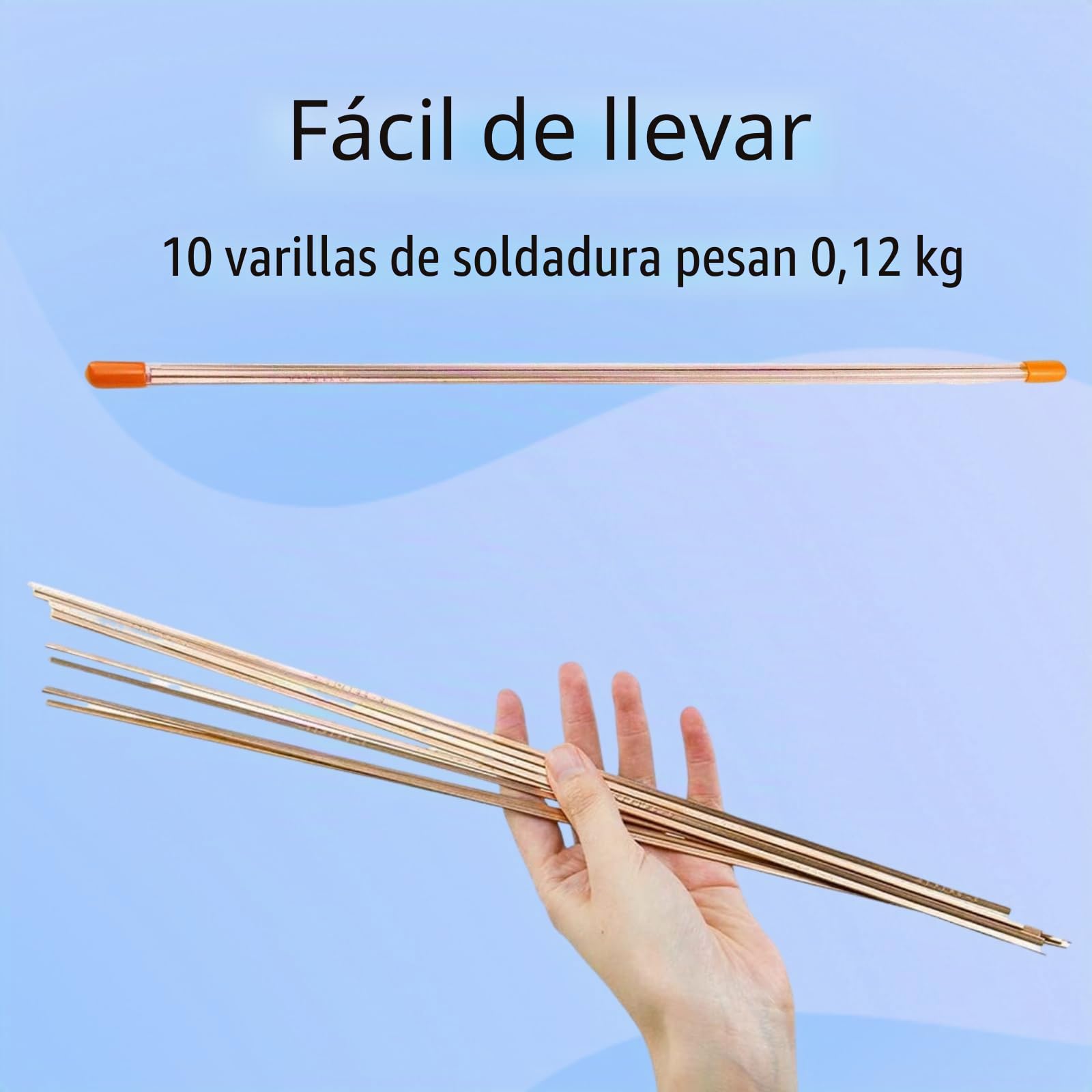 10 Varillas de soldadura de cobre, 40 cm, varilla de soldadura de cobre de fósforo a baja temperatura, soldadura de cobre HVAC, aditivos de soldadura para refrigeradores, tubos de cobre de aire