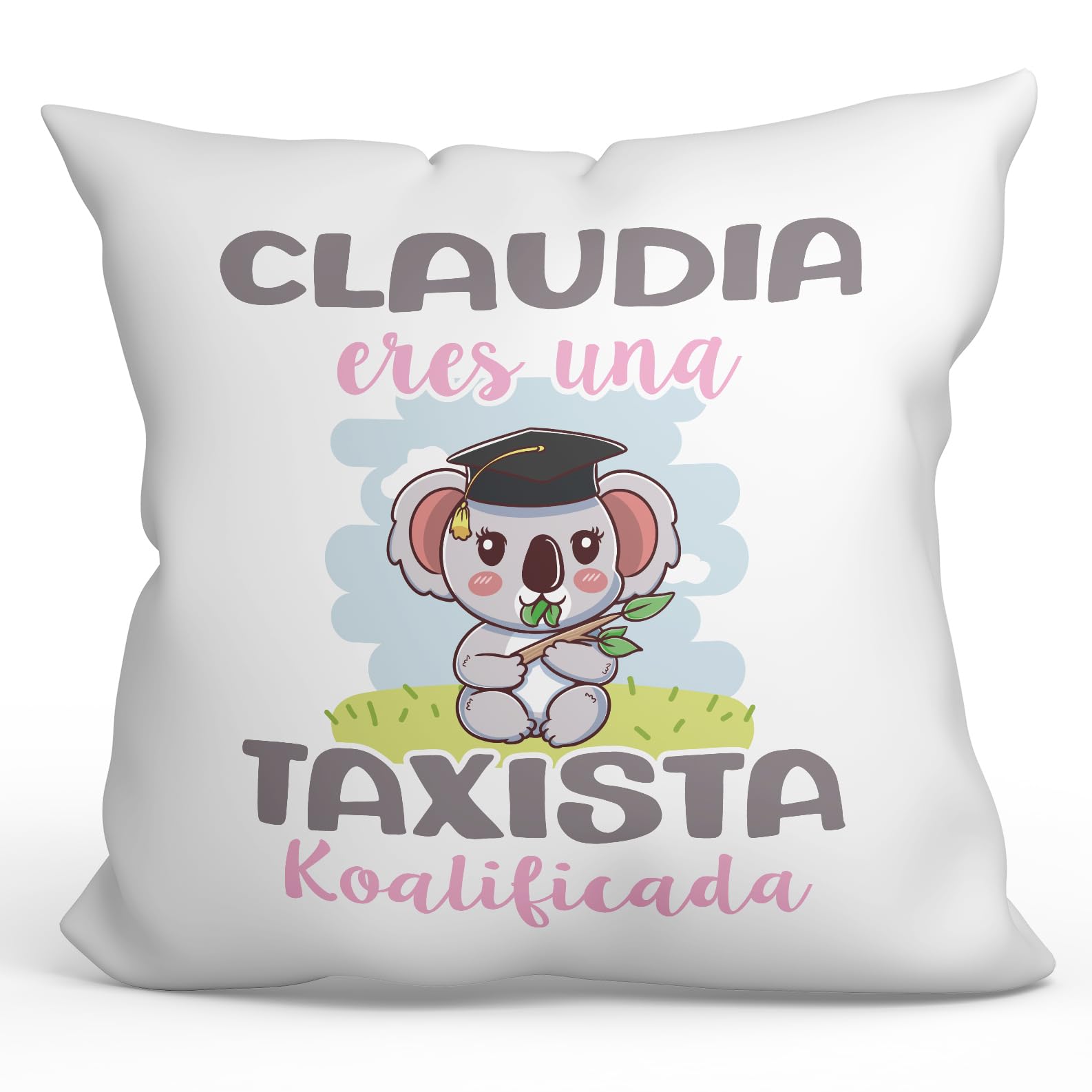 MUGFFINS Cojín Personalizable 40x40 cm para Taxista Relleno Incluído - En Español - Koalificados Personalizados - Regalo Original y Divertido