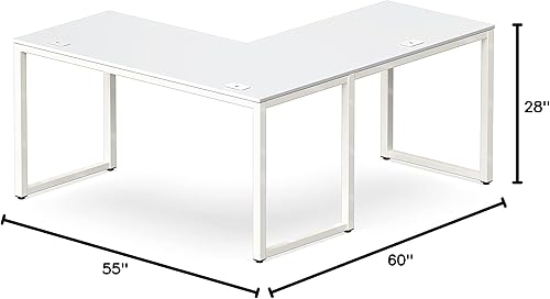 Miniatura 9 de SHW - Escritorio esquinero grande en forma de L, 55 x 60 pulgadas,Oficina en casa, color cereza