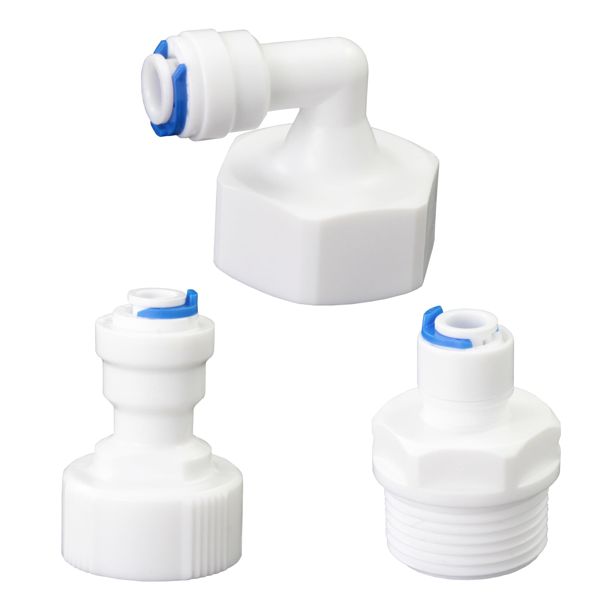 3/4 "internal and external threads to 1/4" outer diameter push in quick connect, reverse osmosis water filter hose double joint, pre purifier, water