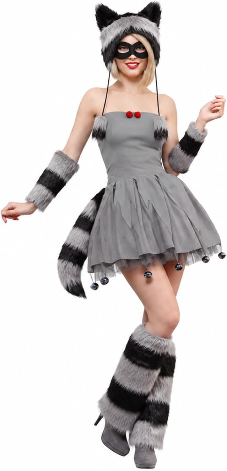 Skicuff 5 Pcs Halloween Raccoon Costume Accessories for Women Men