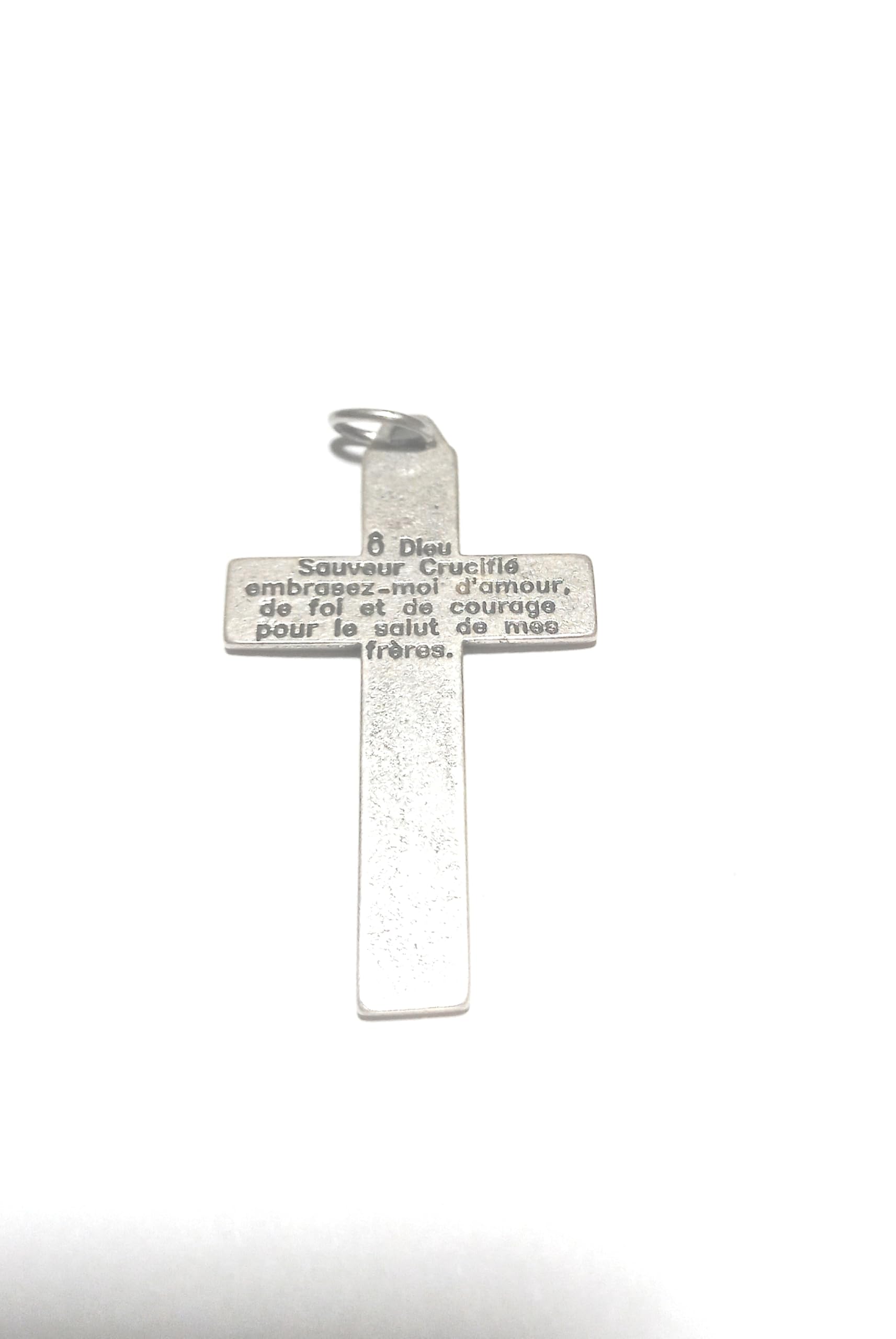 Croce Del Perdono Marie-Julie Jahenny – Ciondolo In Acciaio 316L Con Fiamma Smaltata Bianca, 47x28 Mm Per Protezione E Devozione