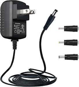 UL Listed 6V 1A 6ft Power Supply Adapter with 3 Tips, AC/DC 6W 1000mA 800mA 500mA Replacement Power Cord for Blood Pressure Monitor/Elliptical Machine/Sewing Machine/Trash Can/Soap Dispenser and More